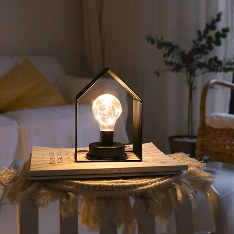 Горячий винтажный цветной Железный декоративный, настольный, светодиодный светильник Настольная лампа для спальни лампочка USB прикроватный столик батарея для чтения офисные настольные светильники