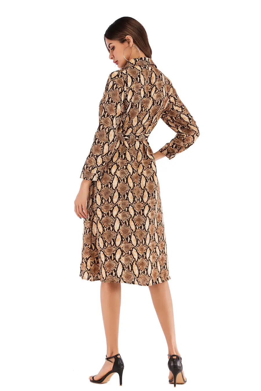 Gladiolus Chiffon Spring Dress Women 34 Sleeve Turn-Down Collar Leopard Print Belt Women Shirt Dress 2019 Autumn Sexy Dresses (35)