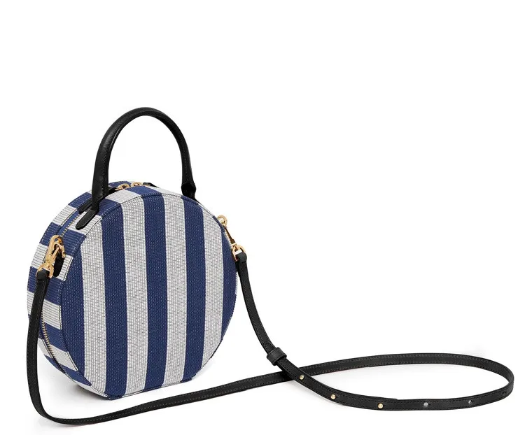 NEW Circular Design Women Shoulder Bag Leather Small stripe Crossbody