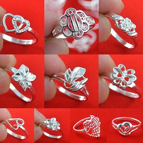 Women 10pcs Silver Plated Mixed Butterfly Flower Heart Design Ring Jewelry Random US Size 6-9 | Украшения и аксессуары