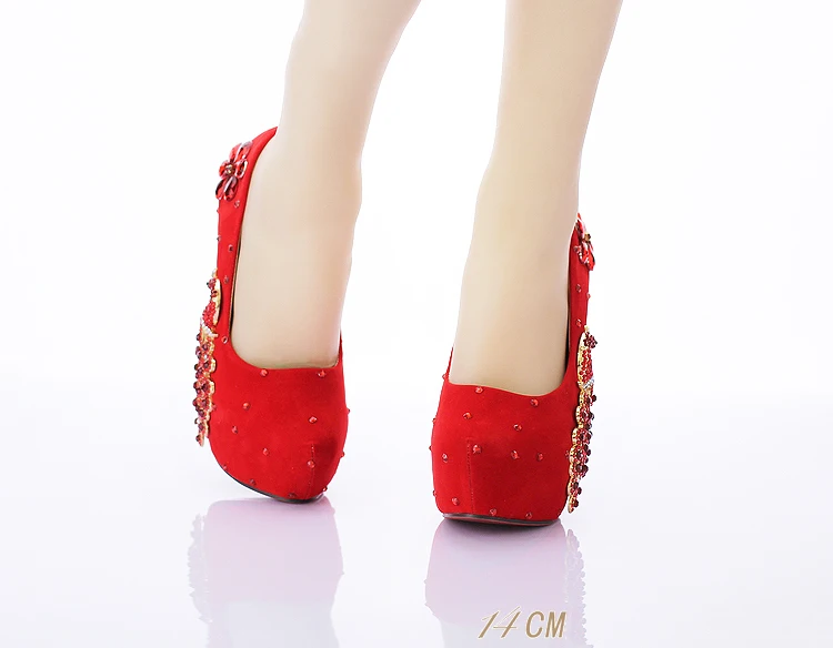 27_2018 Spring Red Stiletto High Heeled Platform Pumps Wedding Pointed Bridal Shoes Online 14cm Hot Sale
