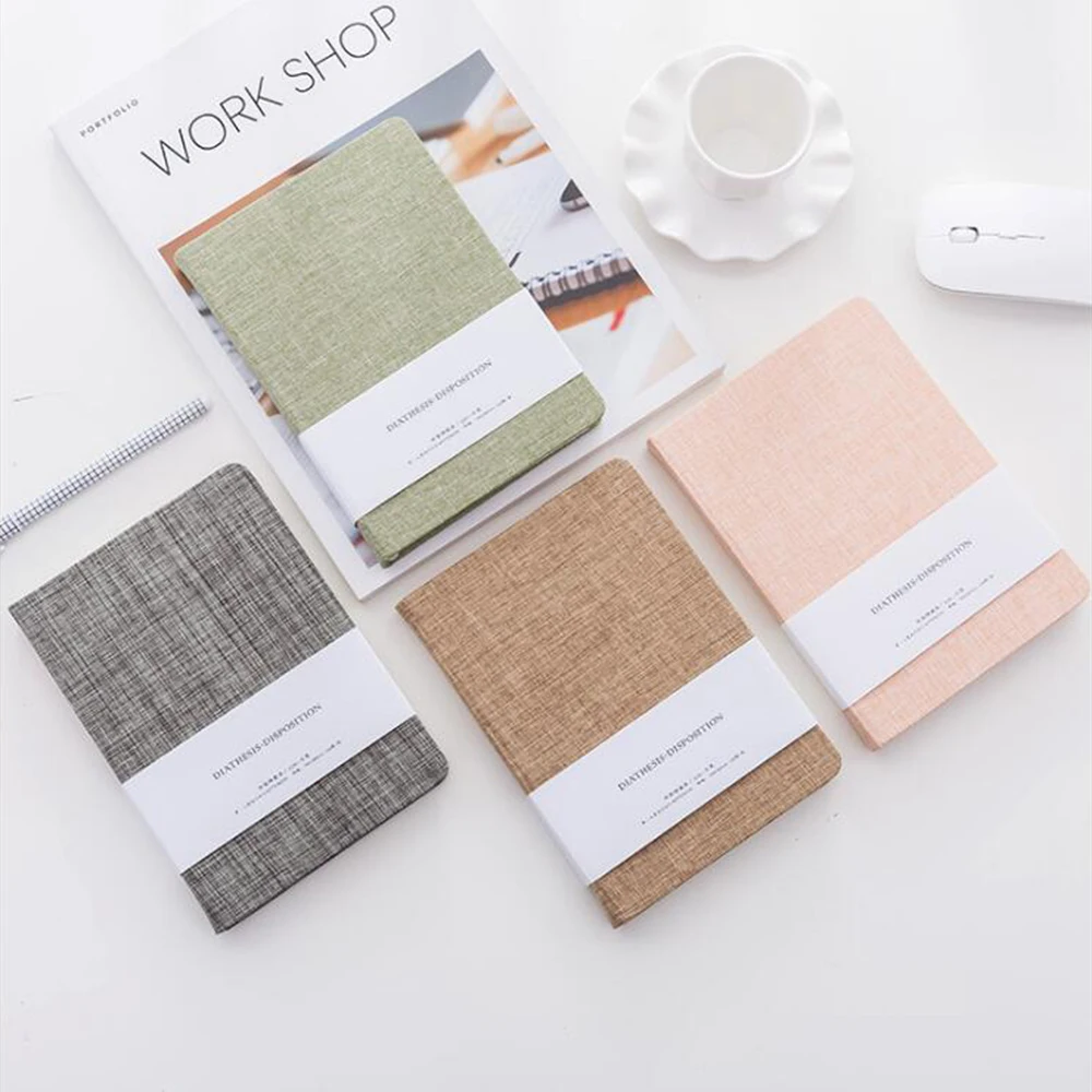 

Pure Color Fabric Hardcover Blank Diary Korean Vintage Concise Paper Notebook Creative Daily Sketching Graffiti Book Organizer