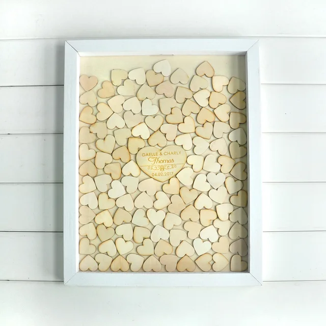 Custom Drop Top Guestbook White Frame Personalised Wedding Guest Custom Drop Top Guestbook White Frame Personalised Wedding Guest Book Alternative Wood Heart