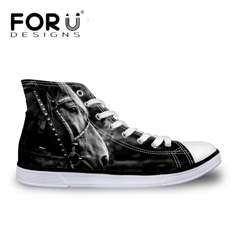 

FORUDESIGNS Casual Autumn Kids Flats Crazy Horse 3D Printing High Top Canvas Shoes for Child Girls Boys Classic Lace-up Sneakers