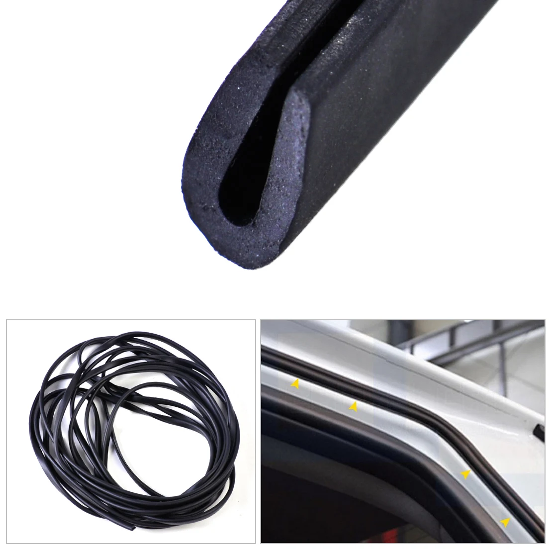 

DWCX 1/4"x 1/8" Universal 20ft Black U Channel Seal Rubber Edge Soft Flexible Weatherstrip 6m for Car Door Body Decorative Strip
