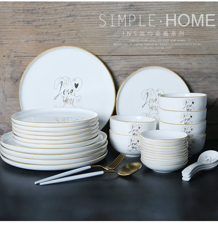 

Nordic Phnom Penh Ceramic Tableware Dish Plate Western Steak Breakfast Set Tableware Gift Bowl Dish Set Dinnerware Sets