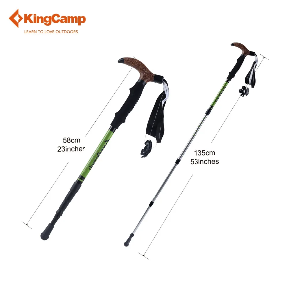 KingCamp 2pcs 4 section Anti Shock Cork T handle Walking Stick Aluminum