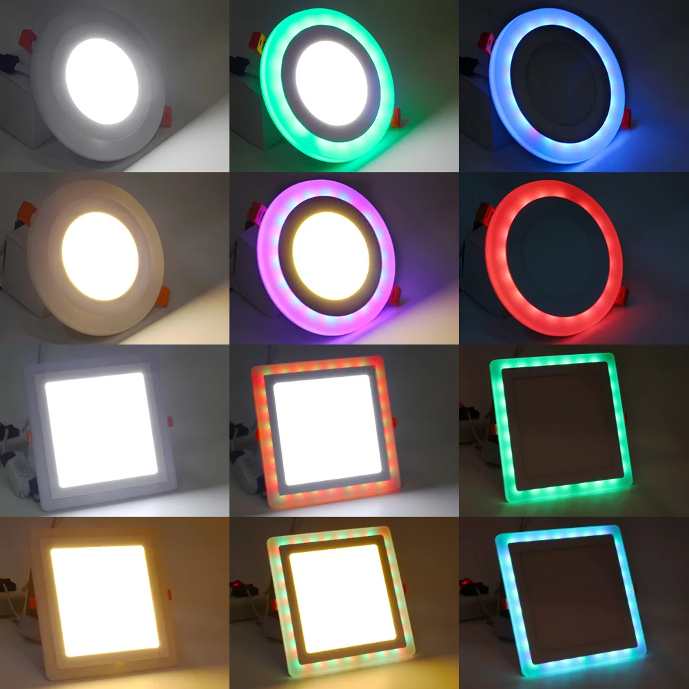 Rgb LED-светильник 3 Вт, 6 Вт, 12 Вт, 18 Вт, круглая, квадратная, встраиваемые светодиодные лампы AC 85-265V Светодиодный лампы Спальня Кухня Крытый светодиодный точечное освещение