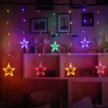 

[DBF]2.5M Romantic Fairy Star LED Curtain String Light 138LED EU Plug AC220V Xmas Garland Light For Wedding Party Holiday Decor