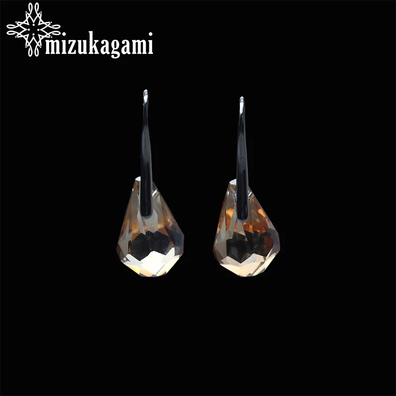 

2017 New Water Drop Simple Earrings Women Fashion Original Champagne Crystal Wedding Drop Earrings For Women Gift Jewellery