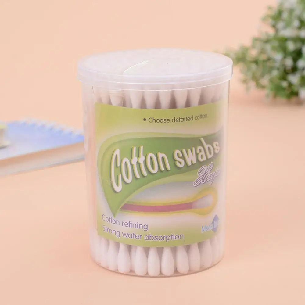 100Pcs/Box Double Tipped Cotton Swabs Wooden Handle Keyboard Fingernail Ear Cleaning Buds Sticks Multipurpose Makeup Beauty Tool