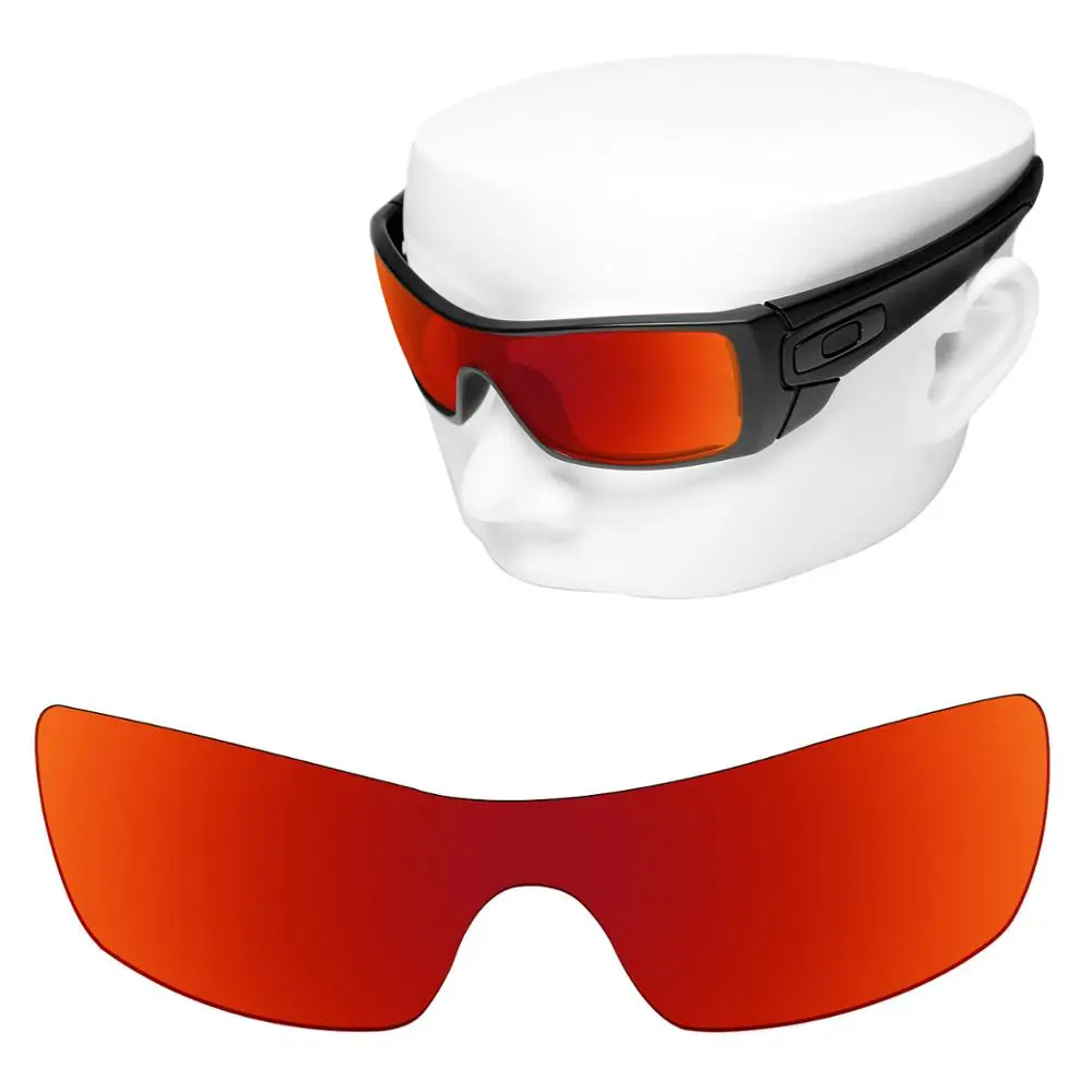 

OOWLIT Polarized Replacement Lenses of Fire Red Mirror for-Oakley Batwolf OO9101 Sunglasses