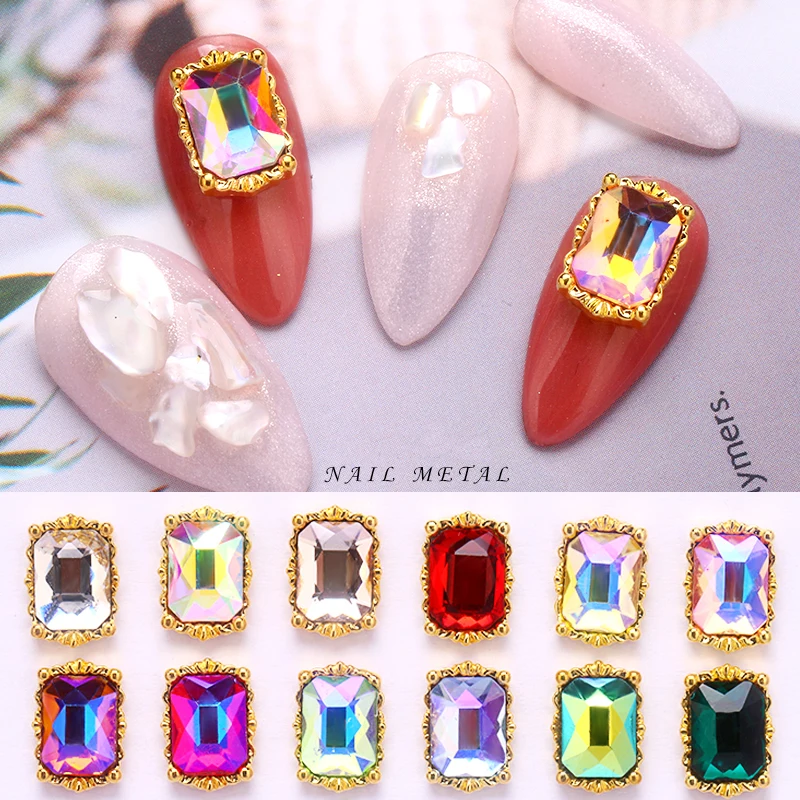 

MLP 100pcs 3D Nail Crystals Rhinestone AB Charms Square Nail Gems Nail Art Decoration Manicure Accessories Nail Shiny Crystal P8