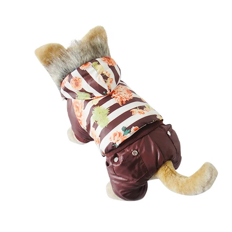 Хлопковое зимнее пальто с цветочным принтом для домашних собак; по CPAM; Одежда для собак