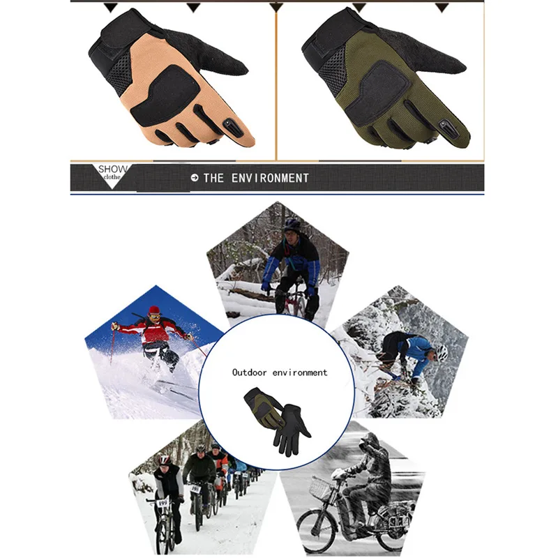 1 пара мужских тактических армейских велосипедных перчаток полный палец Зимние теплые велосипедные перчатки Кемпинг Туризм Спорт на открытом воздухе противоскользящие перчатки