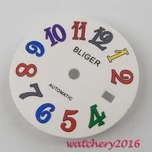 28,5 мм Bliger белый циферблат с датой цветные Метки fit DG3804 8205 8215 move мужские часы t циферблат