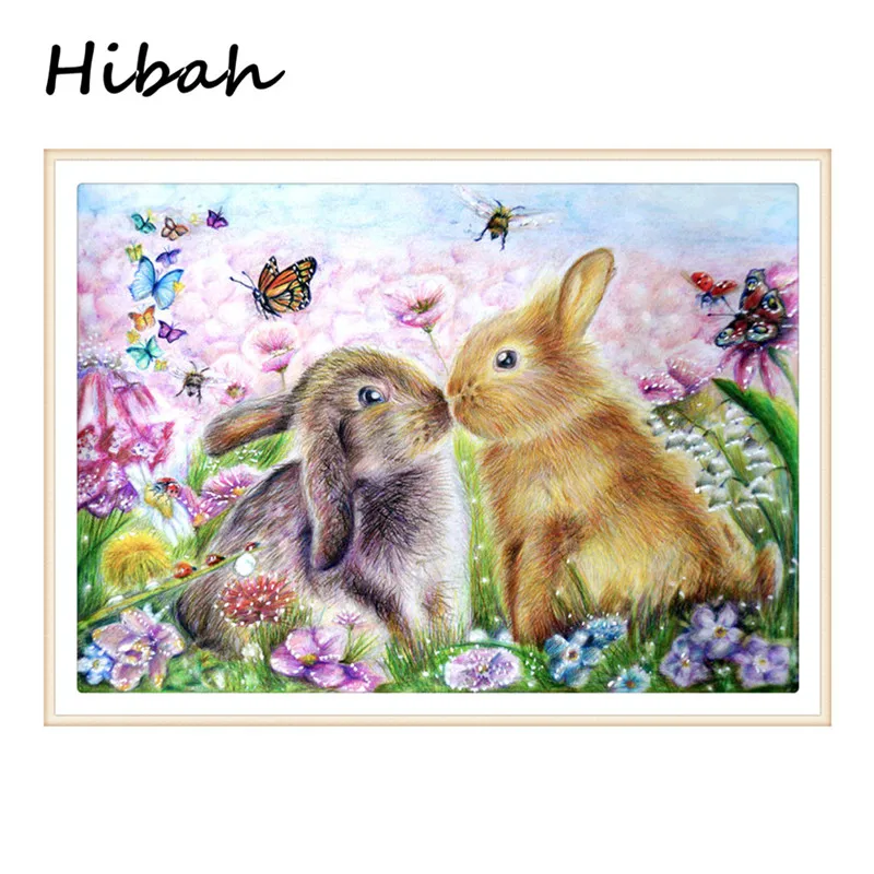 

5D Diy Diamond Animal Rabbit Diamond Pattern Embroidery Round Diamond Cross Stitch Diamond Mosaic Painting