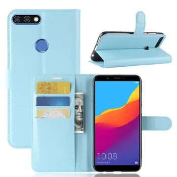 

10pcs/lot free shipping Litchi Grain wallet leather Case For huawei Honor 7C/Enjoy 8/Y7 Prime 2018/Y7 Pro 2018