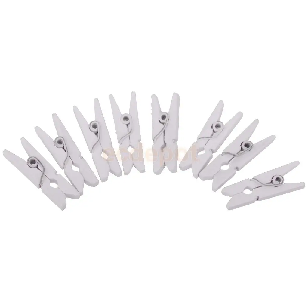 

200pcs Mini Wooden Clothes Photo Paper Peg Clothespin Craft Spring Clips DIY Wood Craft White 25mm