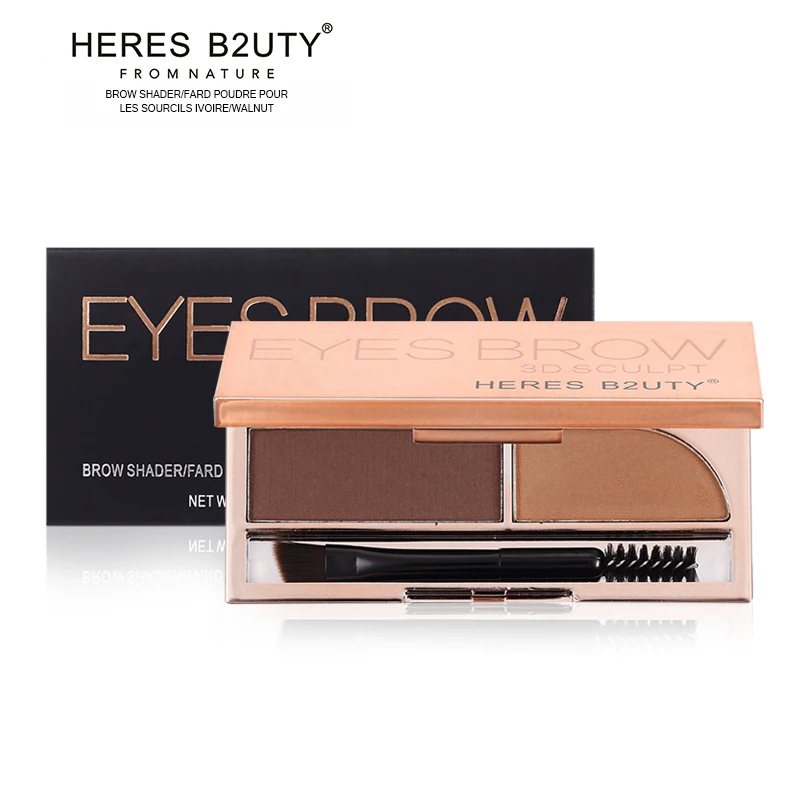 

Brand HERES B2UTY Professional Eyebrow Powder Brown and Grey 2 color Palette WIth Oblique Head + Spiral Brush NON-FREE SHIPPING