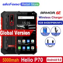 Ulefone Armor 6E IP68 Водонепроницаемые мобильные телефоны Android 9,0 6," Helio P70 4G+ 64G Face ID NFC Беспроводная зарядка прочный смартфон