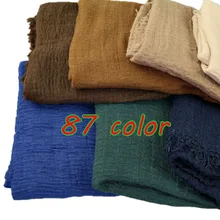 Новинка, хлопковый шарф с морщинами и пузырьками, простые Популярные шали Хиджаб, весенний мусульманский шарф, 85 цветов, шарфы/шарф 180*100 см