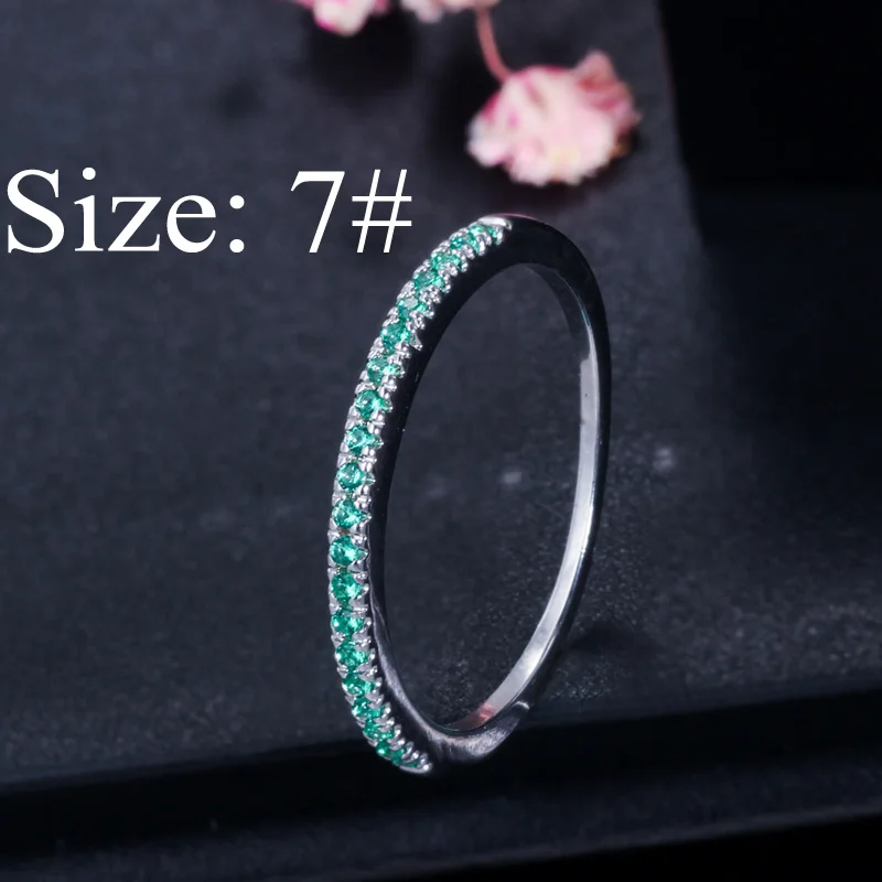 CWWZircons Stack Skinny Micro Pave CZ Модные женские обручальные свадебные вечерние кольца с кубическим цирконием наборы ювелирных изделий подарок R127 - Цвет основного камня: Green Size 7