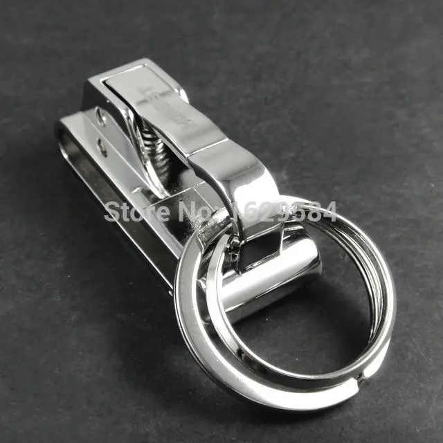 

Spring Buckle Clip for Belt Double Loops Keychain Key Chain Ring Keyfob Silver