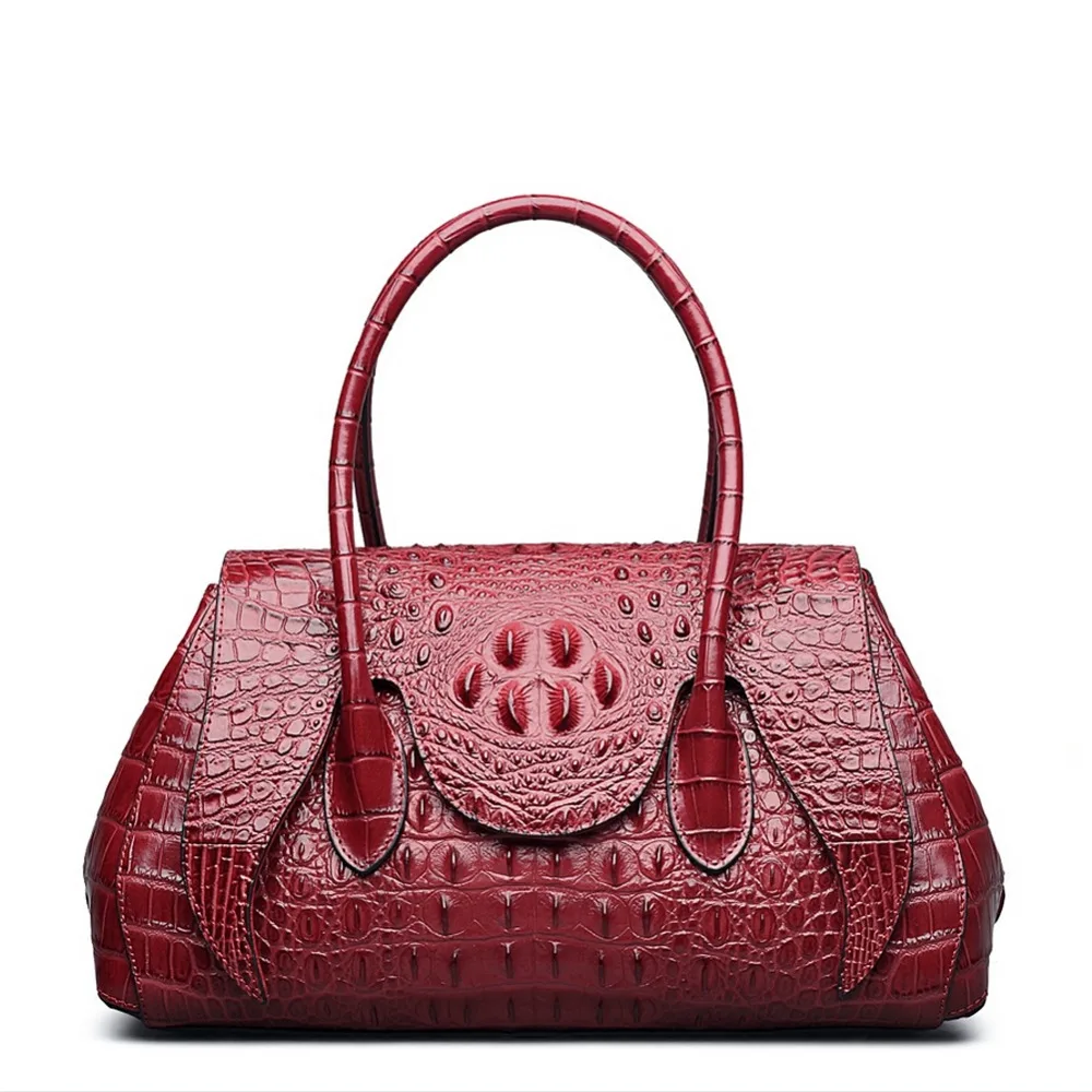 

QISU New Arrival Genuine Leather Handbags Women Aligator Clutch embossed crocodile Messenger Bag