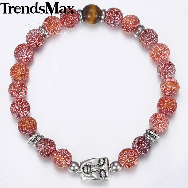 Trendsmax Stretch Red/Blue Tiger Eye Stone Beads Bracelets For Women