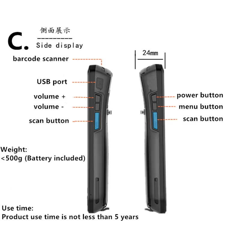 Android 3g 4g wifi bluetooth 1d 2d сканер штрих-кода промышленные карманные КПК для сбора данных КПК на базе Android сканер штрих-кода