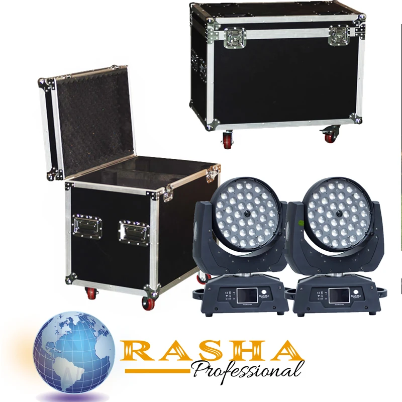 

(Pack of 2 with case)Rasha Kaboom 36*10W 4in1 RGBW LED Moving Head Light Zoom LED Moving Head Stage Moving Head Wash Light