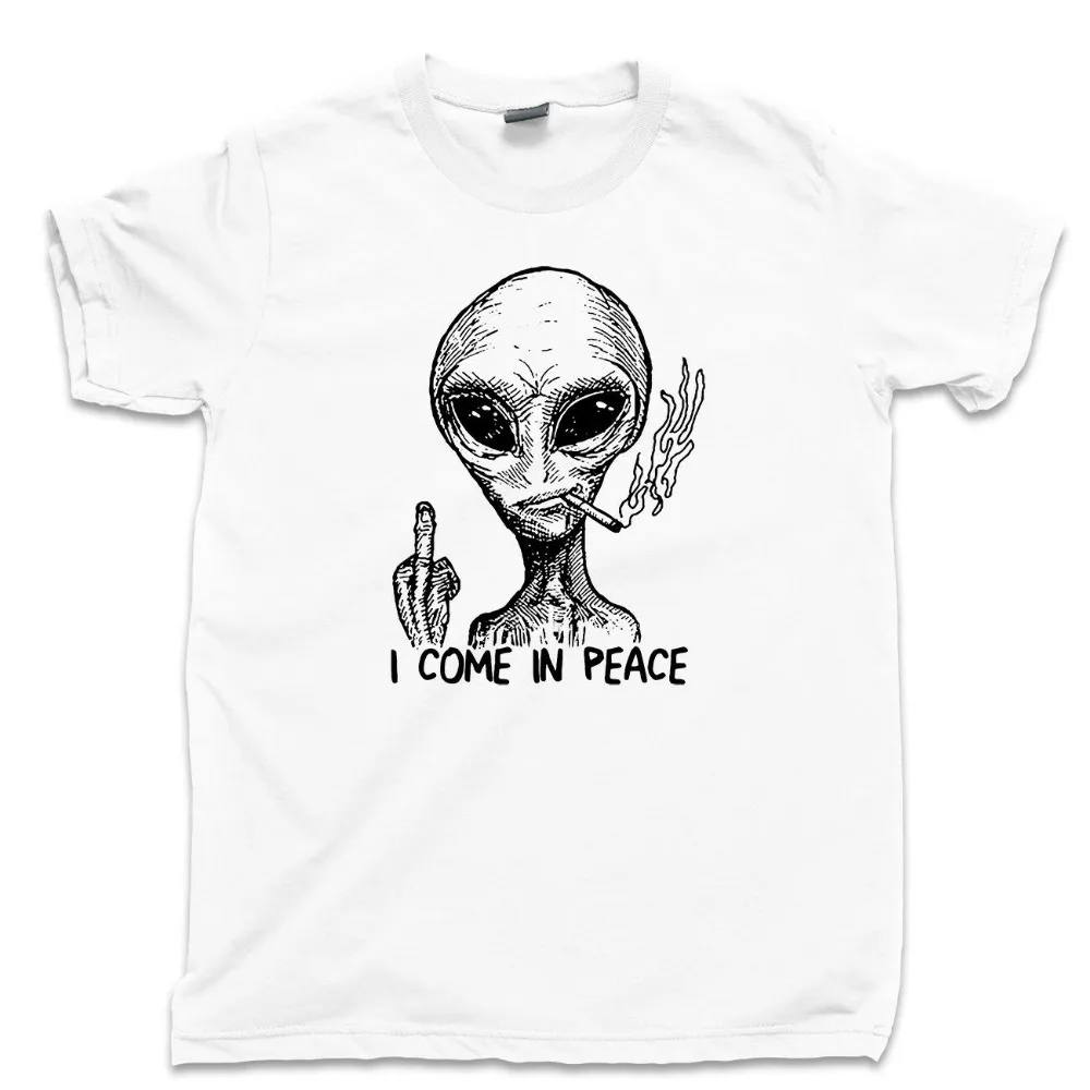 

Alien I Come In Peace T Shirt Extraterrestrial Ufo Area 51 Roswell Spaceship 2019 New T-Shirts Men Clothing High Quality Shirts