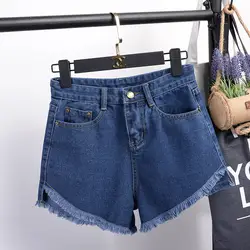 4 цвета Женские базовые джинсовые шорты летние BF стиль женские джинсы с высокой талией шорты Feminino широкие неровные края горячие шорты
