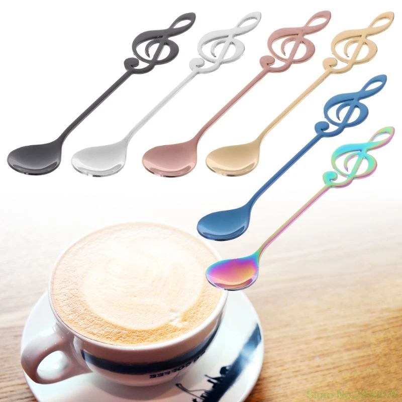 

Stainless Steel Musical Note Shape Coffee Tea Stirring Spoon Creative Cutlery Tableware Kitchen Tool Drop Ship Support