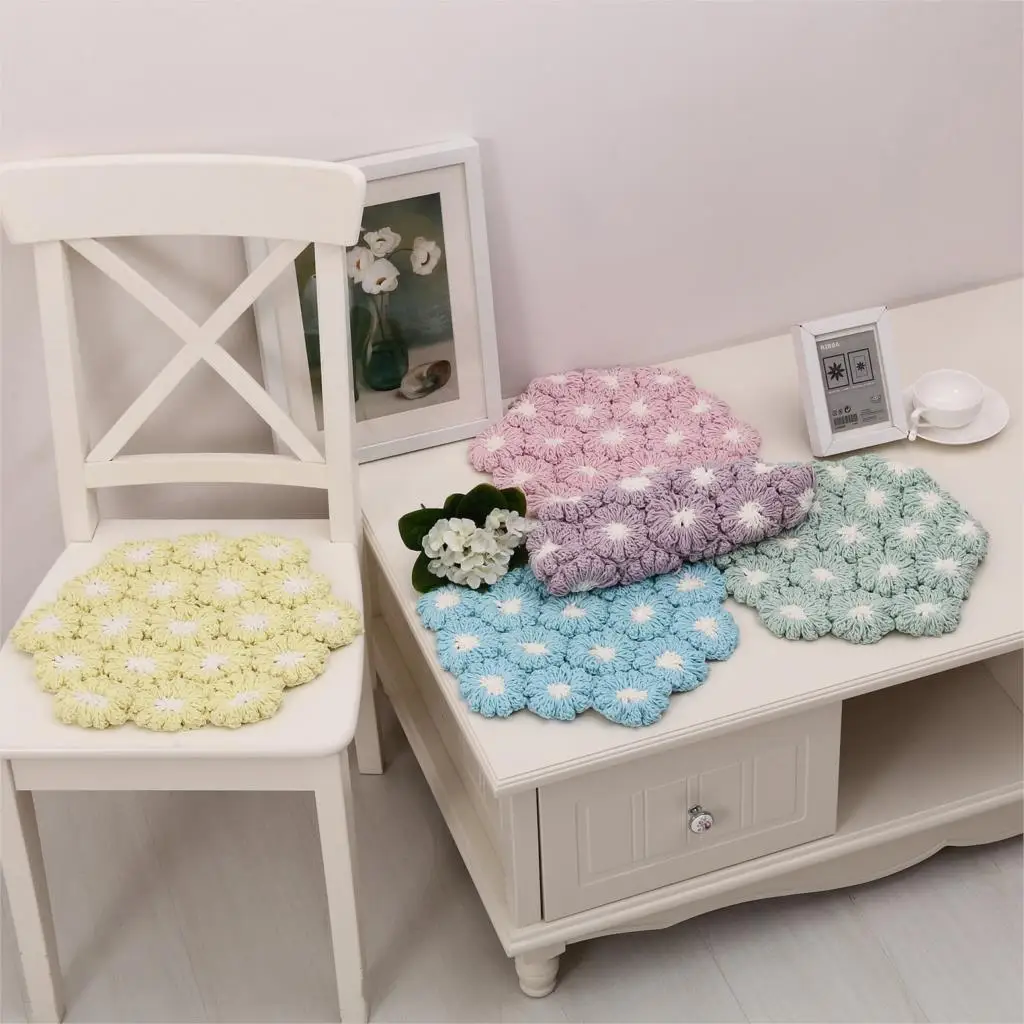 

high quality coussin decoration Macarons color daisy design 5color available 40*40cm kniting cushion