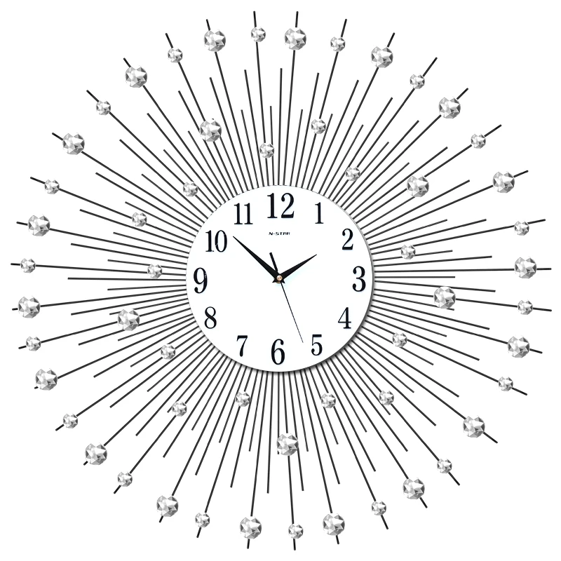 

Modern fashion creative diamond Iron Art minimalist personality Creative Metal Quartz 3d Wall Clock Of Europe Style