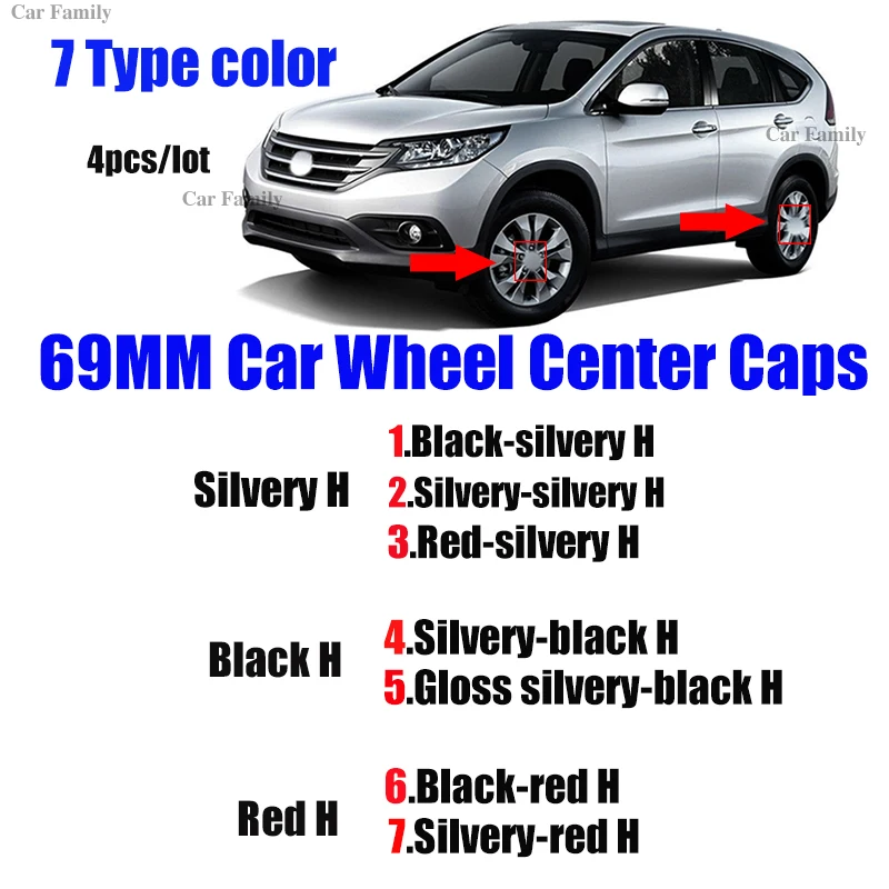 Автомобильный Стайлинг 4 шт. серебристый/черный/красный H логотип 69 мм 58 мм Автомобильный колпачок для центра колеса s обод колпачок ступицы колеса Эмблема для honda