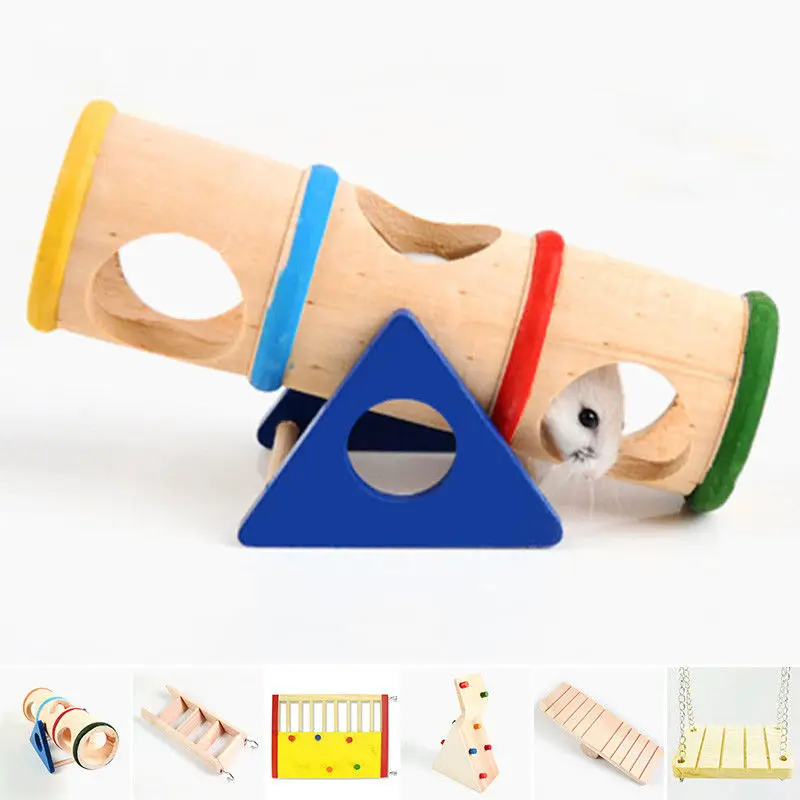 Hamster Cage Toy Seesaw font b Pet b font Wooden Home Small Animal Rat Mice House