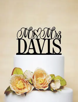 

Mr And Mrs Wedding Cake Topper Personalized With Your Last Name,Custom Cake Topper,Romantic Cake Topper,Traditional Wedding Cake
