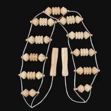 UXCELL Body Back Waist Care Stress Relax Wooden Wheel Roller Strap Belt Line Massager 2Pcs