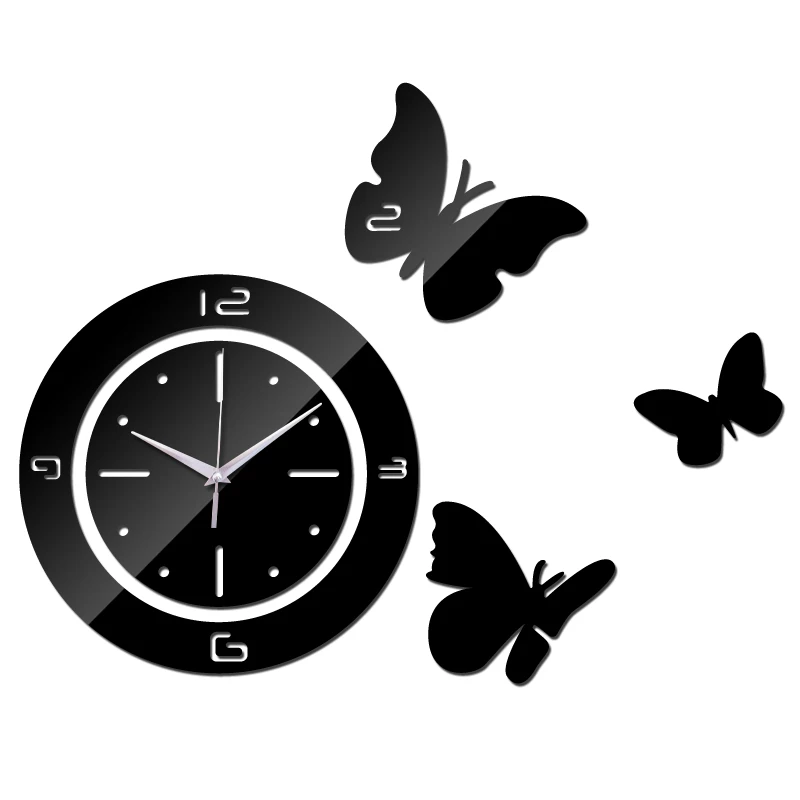Новая мода diy настенные часы настенные украшения кварцевые diy настенные часы Многокомпонентный набор зеркальные Акриловые Материал Настенные Часы - Цвет: Black