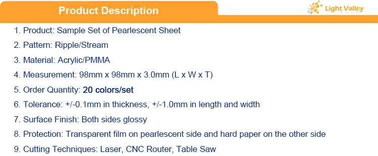 Полный набор акриловых перламутровых листов(PMMA), Пульсация/поток, 98 мм x 98 мм x 3,0 мм(Д x Ш x В), 20 цветов/комплект