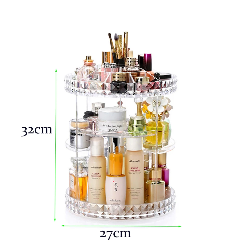Мода DIY 360 градусов вращающийся прозрачный акриловый для ванной косметический ящик для хранения косметики коробка для хранения косметики предметы домашнего обихода