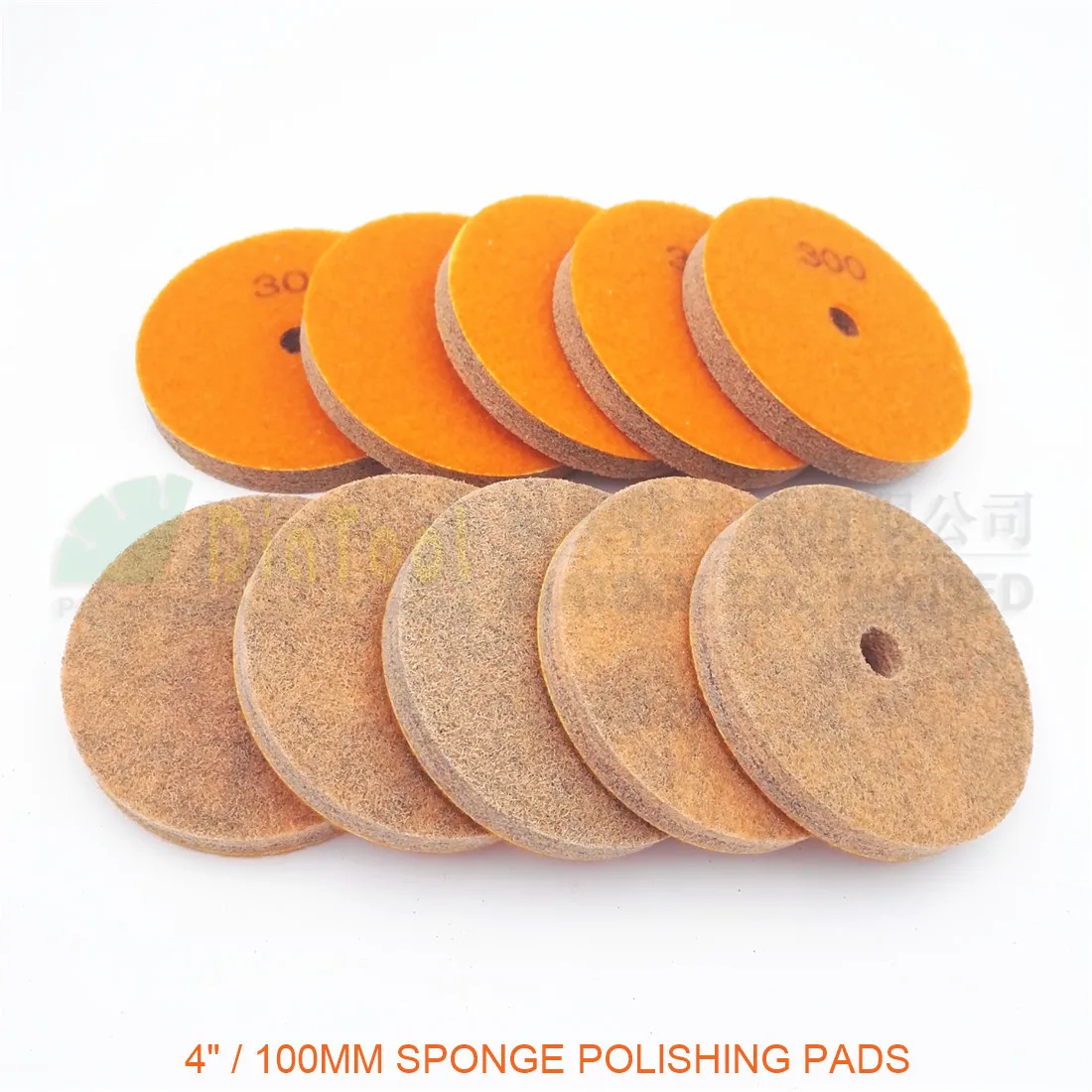 DIATOOL 10pcs 4inches Diamond Sponge Polishing Pads for soft stone marble artificial Stone terrazzo  Grit #300 Diameter 100MM