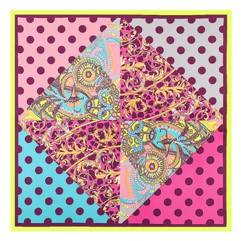 

Silk Square Scarf Women Luxury Spain Colors Dot Print Head Scarves Brand Hijab Foulard Bandana Small Neckerchief 60 X 60cm