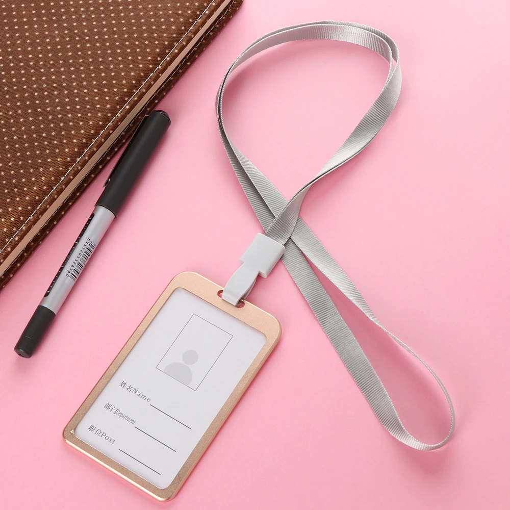 

1PC Unisex Aluminum Alloy Business Work Card Holders ID Badge Office School Holder Vertical Metal Card ID Business Case Holders