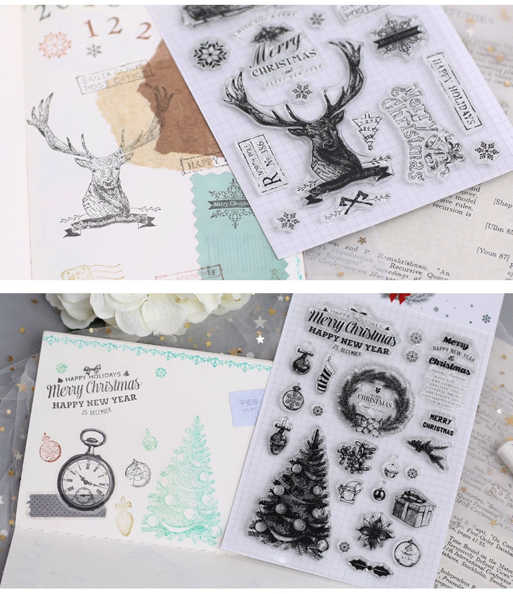 Merry Christmas Elk Tree световые шары декоры резиновый прозрачный штамп/печать скрапбук/фото украшение для альбома карты делая четкие штампы