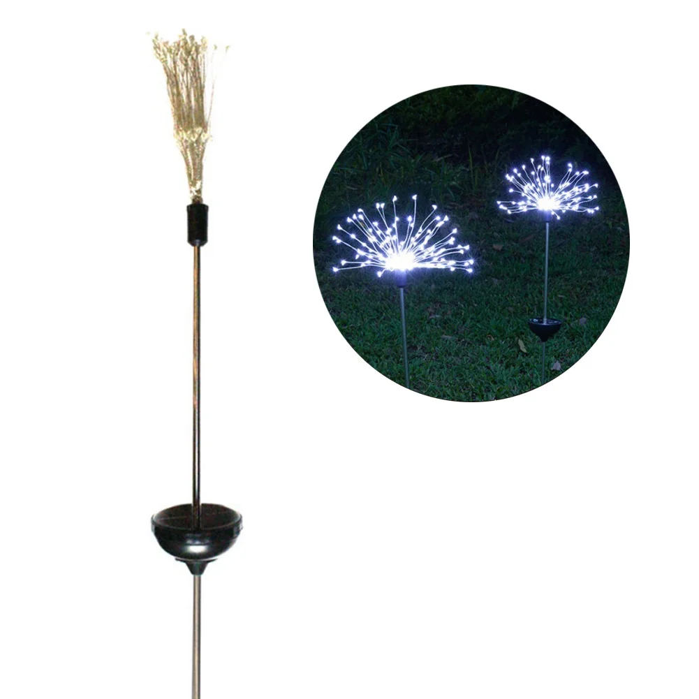 2Pcs Outdoor Solar Power Firework LED Lights 8 Lighting Modes Lamp Garden Decor