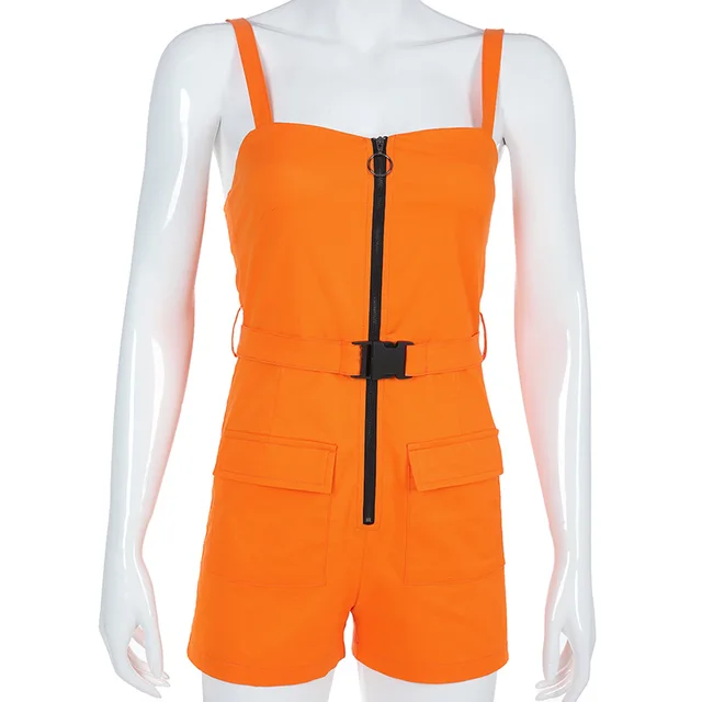 orange cargo jumpsuit